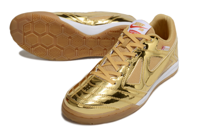 Men's Nike Street Gato IC Indoor & Futsal Low-Tops Football Shoes - Gold/White/Brown