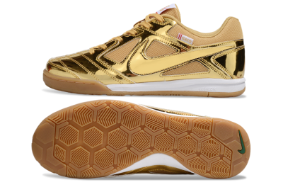 Men's Nike Street Gato IC Indoor & Futsal Low-Tops Football Shoes - Gold/White/Brown