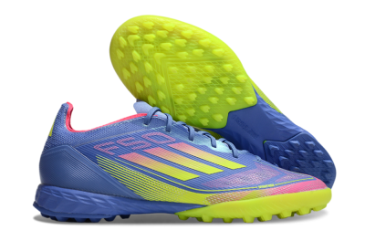Men's Adidas F50 Pro TF Artificial Turf Low-Tops Football Shoes - Blue/Yellow/Pink