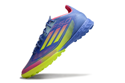 Men's Adidas F50 Pro TF Artificial Turf Low-Tops Football Shoes - Blue/Yellow/Pink