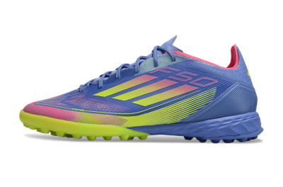 Men's Adidas F50 Pro TF Artificial Turf Low-Tops Football Shoes - Blue/Yellow/Pink