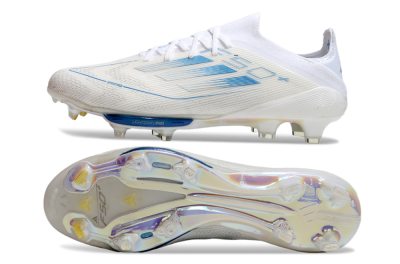 Men's Adidas F50+ Elite Lightstrike Pro FG Firm Ground Low-Tops Football Boots - Beige/White/Blue