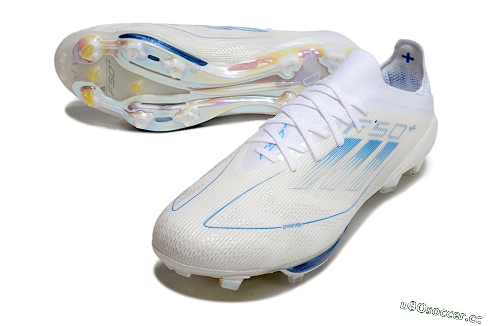 Men's Adidas F50+ Elite Lightstrike Pro FG Firm Ground Low-Tops Football Boots - Beige/White/Blue 3