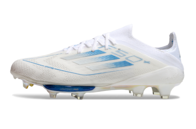 Men's Adidas F50+ Elite Lightstrike Pro FG Firm Ground Low-Tops Football Boots - Beige/White/Blue