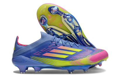 Men's Adidas F50+ Elite Lightstrike Pro FG Firm Ground Low-Tops Football Boots - Blue/Yellow/Pink