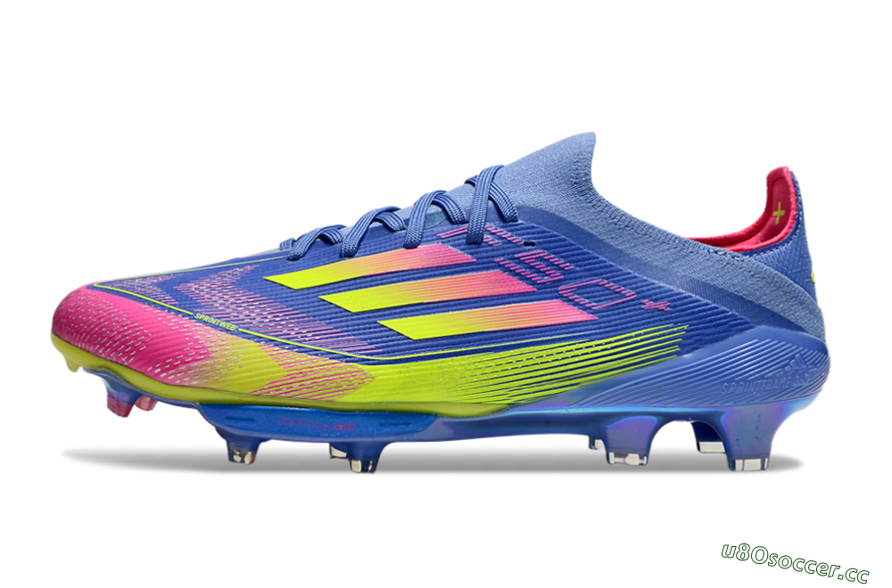 Men's Adidas F50+ Elite Lightstrike Pro FG Firm Ground Low-Tops Football Boots - Blue/Yellow/Pink 0