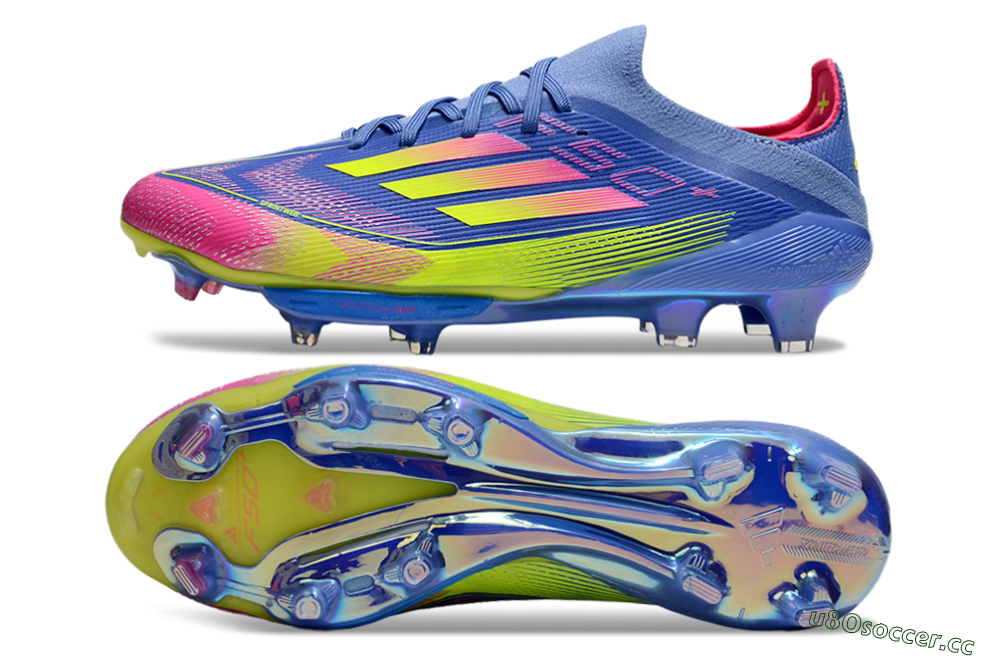 Men's Adidas F50+ Elite Lightstrike Pro FG Firm Ground Low-Tops Football Boots - Blue/Yellow/Pink 1
