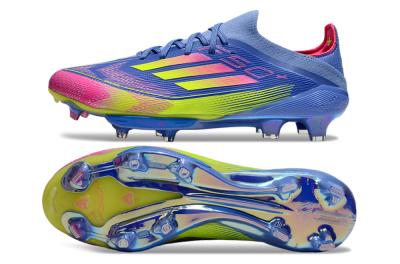 Men's Adidas F50+ Elite Lightstrike Pro FG Firm Ground Low-Tops Football Boots - Blue/Yellow/Pink
