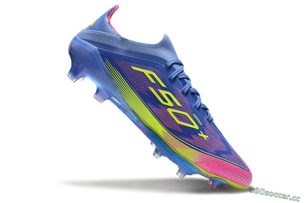 Men's Adidas F50+ Elite Lightstrike Pro FG Firm Ground Low-Tops Football Boots - Blue/Yellow/Pink 4