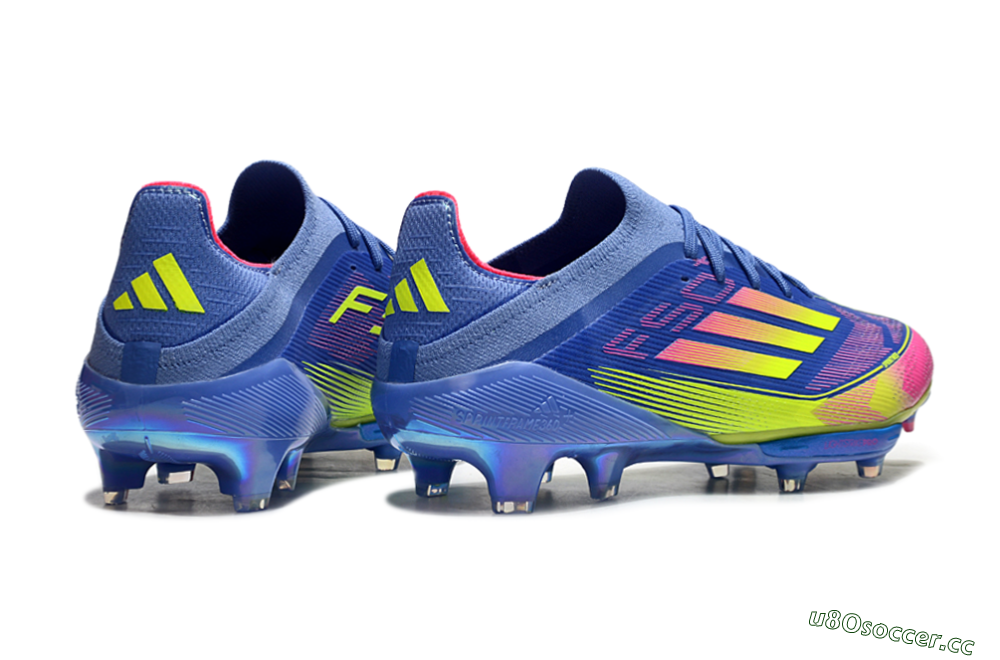 Men's Adidas F50+ Elite Lightstrike Pro FG Firm Ground Low-Tops Football Boots - Blue/Yellow/Pink 6