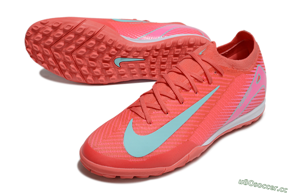 Unisex Nike Air Zoom Mercurial Vapor 16 Elite TF Artificial Turf Low-Tops Football Shoes - Red/Jade/Pink 3