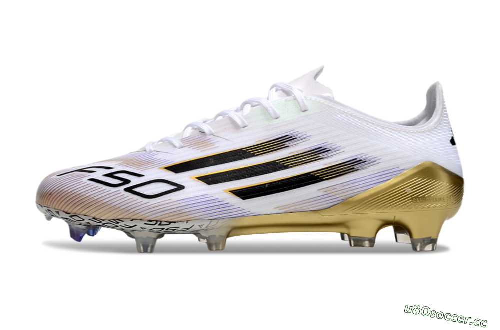 Men's Adidas F50 Elite FG Firm Ground Low-Tops Football Boots - White/Black/Gold 0
