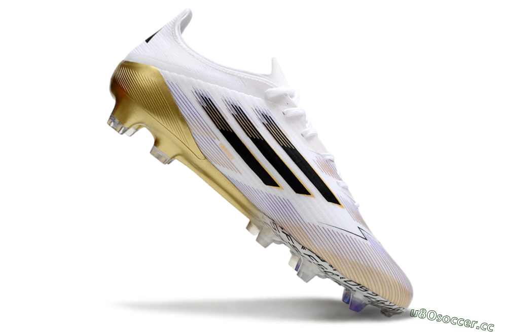 Men's Adidas F50 Elite FG Firm Ground Low-Tops Football Boots - White/Black/Gold 4