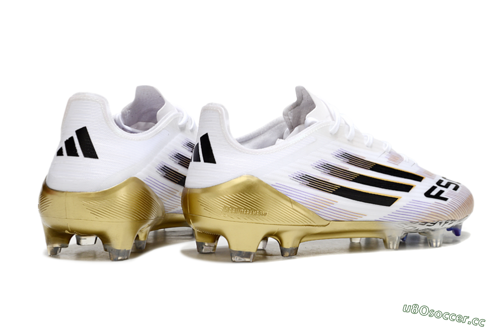 Men's Adidas F50 Elite FG Firm Ground Low-Tops Football Boots - White/Black/Gold 6