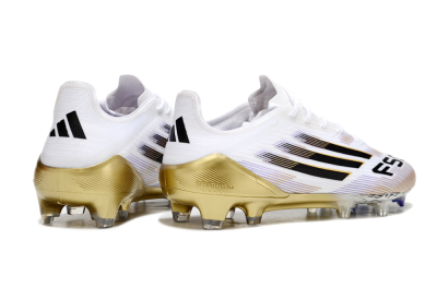 Men's Adidas F50 Elite FG Firm Ground Low-Tops Football Boots - White/Black/Gold