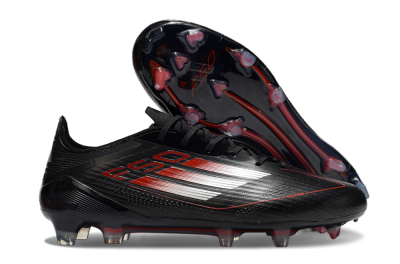 Men's Adidas F50 Elite FG Firm Ground Low-Tops Football Boots - Black/Silver/Red