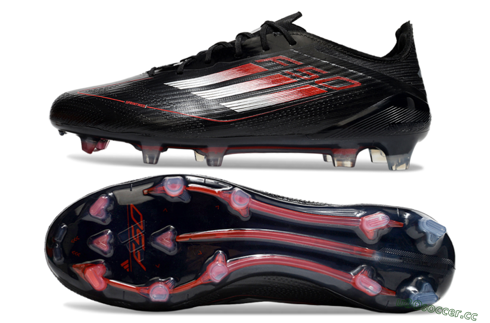 Men's Adidas F50 Elite FG Firm Ground Low-Tops Football Boots - Black/Silver/Red 1