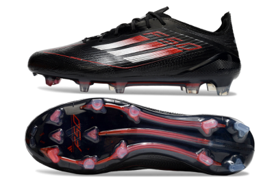 Men's Adidas F50 Elite FG Firm Ground Low-Tops Football Boots - Black/Silver/Red