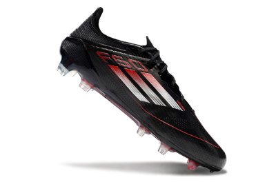 Men's Adidas F50 Elite FG Firm Ground Low-Tops Football Boots - Black/Silver/Red