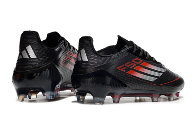 Men's Adidas F50 Elite FG Firm Ground Low-Tops Football Boots - Black/Silver/Red