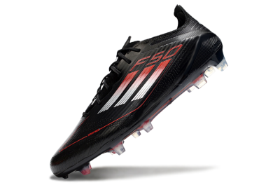 Men's Adidas F50 Elite FG Firm Ground Low-Tops Football Boots - Black/Silver/Red