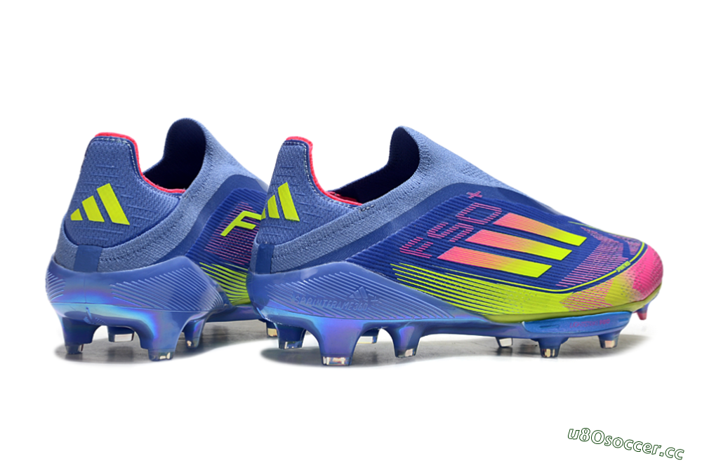 Men's Adidas F50+ Elite Lightstrike Pro FG Firm Ground Low-Tops Football Boots - Blue/Yellow/Pink 6