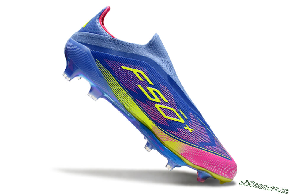 Men's Adidas F50+ Elite Lightstrike Pro FG Firm Ground Low-Tops Football Boots - Blue/Yellow/Pink 4