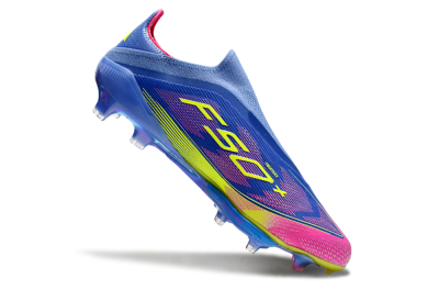 Men's Adidas F50+ Elite Lightstrike Pro FG Firm Ground Low-Tops Football Boots - Blue/Yellow/Pink