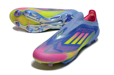 Men's Adidas F50+ Elite Lightstrike Pro FG Firm Ground Low-Tops Football Boots - Blue/Yellow/Pink