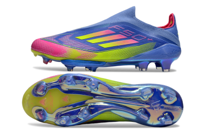 Men's Adidas F50+ Elite Lightstrike Pro FG Firm Ground Low-Tops Football Boots - Blue/Yellow/Pink