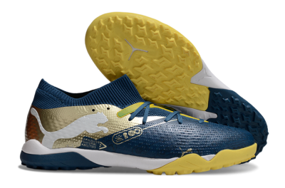 Men's Puma Future 7 Ultimate TF Artificial Turf Low-Tops Football Shoes - Blue/White/Gold