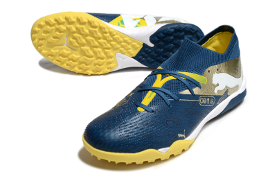 Men's Puma Future 7 Ultimate TF Artificial Turf Low-Tops Football Shoes - Blue/White/Gold