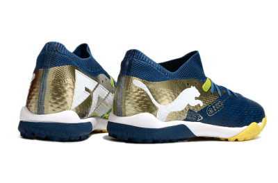 Men's Puma Future 7 Ultimate TF Artificial Turf Low-Tops Football Shoes - Blue/White/Gold