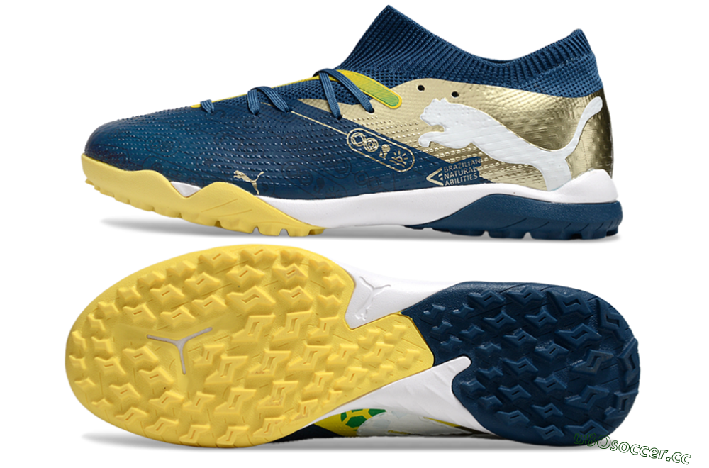 Men's Puma Future 7 Ultimate TF Artificial Turf Low-Tops Football Shoes - Blue/White/Gold 1