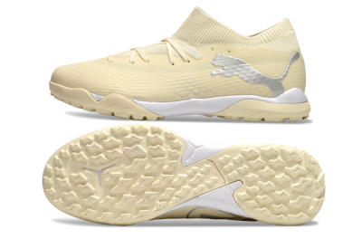 Men's Puma Future 7 Ultimate TF Artificial Turf Low-Tops Football Shoes - Beige/Silver/White
