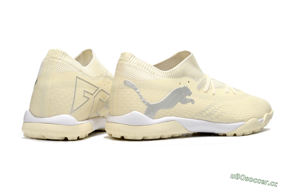 Men's Puma Future 7 Ultimate TF Artificial Turf Low-Tops Football Shoes - Beige/Silver/White 6