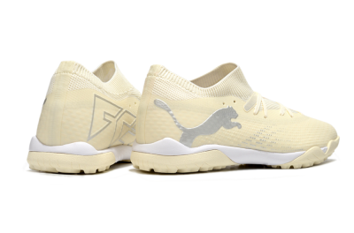 Men's Puma Future 7 Ultimate TF Artificial Turf Low-Tops Football Shoes - Beige/Silver/White
