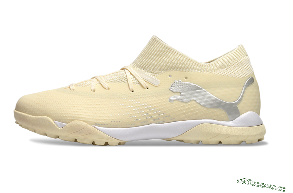 Men's Puma Future 7 Ultimate TF Artificial Turf Low-Tops Football Shoes - Beige/Silver/White 0