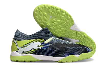 Men's Puma Future 7 Ultimate TF Artificial Turf Low-Tops Football Shoes - Black/Blue/Yellow
