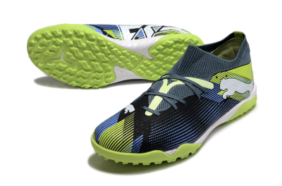Men's Puma Future 7 Ultimate TF Artificial Turf Low-Tops Football Shoes - Black/Blue/Yellow