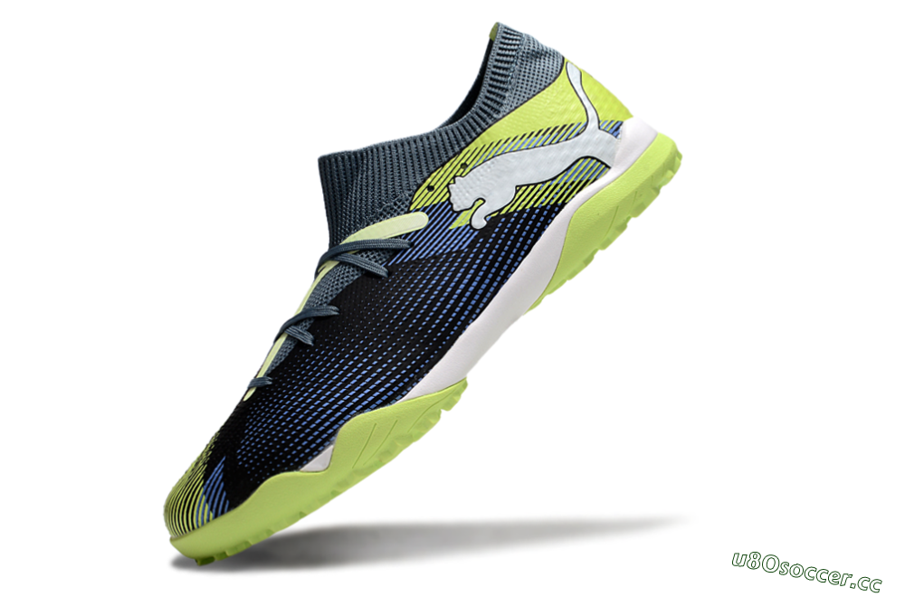 Men's Puma Future 7 Ultimate TF Artificial Turf Low-Tops Football Shoes - Black/Blue/Yellow 5
