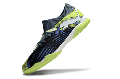 Men's Puma Future 7 Ultimate TF Artificial Turf Low-Tops Football Shoes - Black/Blue/Yellow
