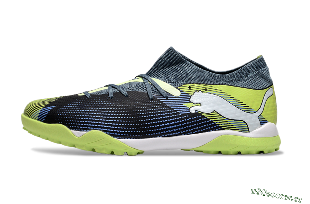 Men's Puma Future 7 Ultimate TF Artificial Turf Low-Tops Football Shoes - Black/Blue/Yellow 0