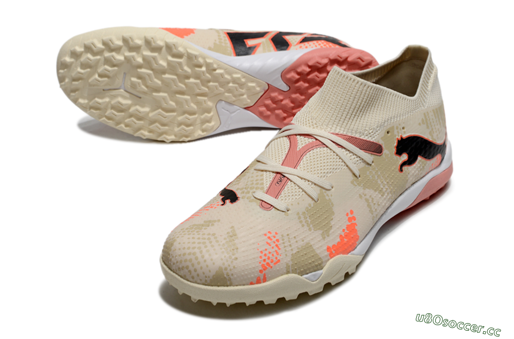 Men's Puma Future 7 Ultimate TF Artificial Turf Low-Tops Football Shoes - Beige/Black/Red 3