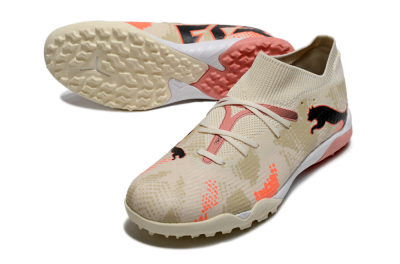 Men's Puma Future 7 Ultimate TF Artificial Turf Low-Tops Football Shoes - Beige/Black/Red