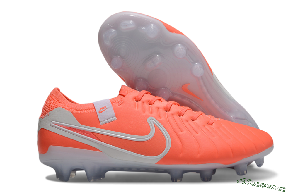 Men's Nike Tiempo Legend 10 Elite FG Firm Ground Low-Tops Football Boots - Red/White 2