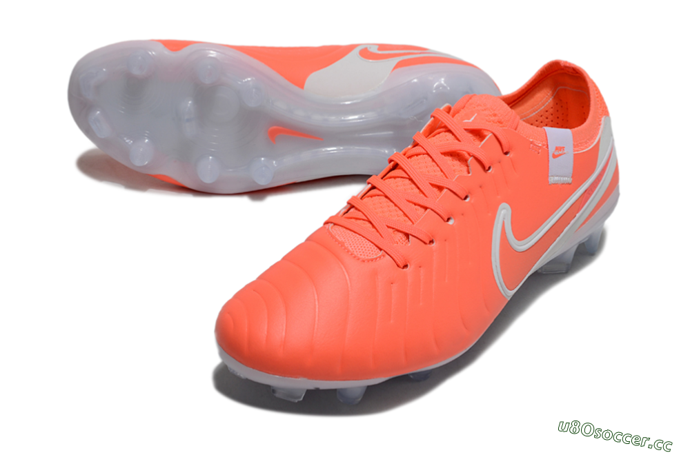 Men's Nike Tiempo Legend 10 Elite FG Firm Ground Low-Tops Football Boots - Red/White 3