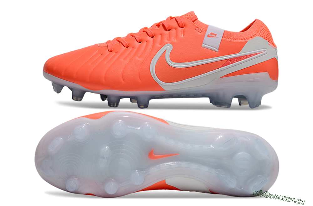 Men's Nike Tiempo Legend 10 Elite FG Firm Ground Low-Tops Football Boots - Red/White 1