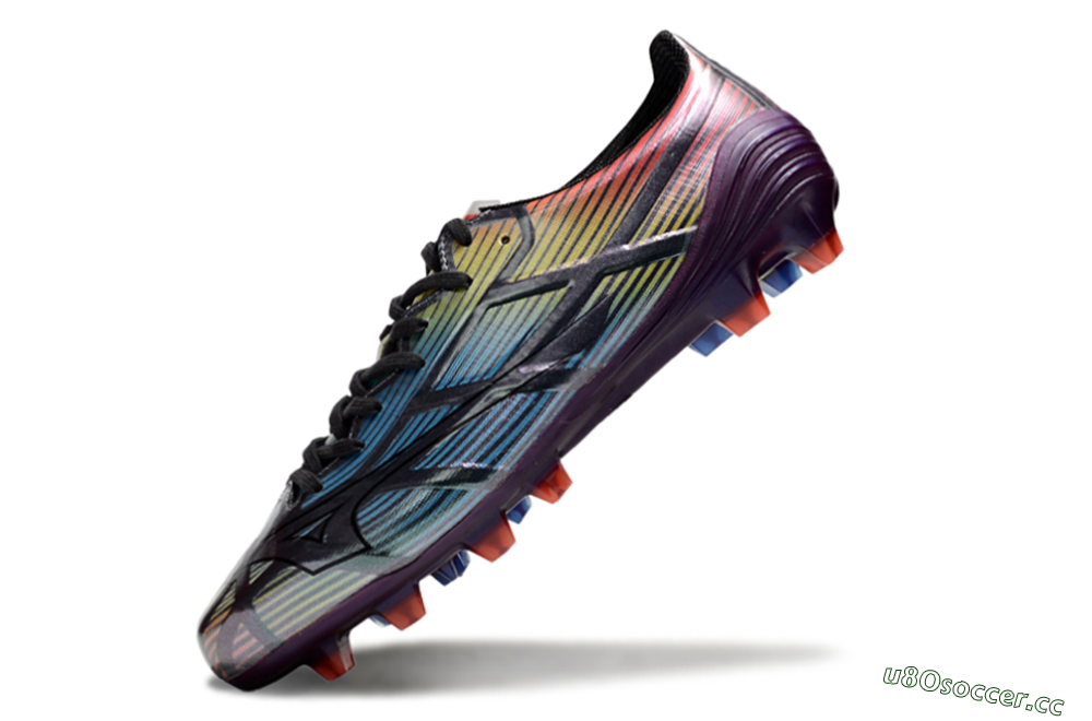 Men's Mizuno Morelia Neo Sala FG Firm Ground Low-Tops Football Boots - Blue/Yellow/Red/Purple 5
