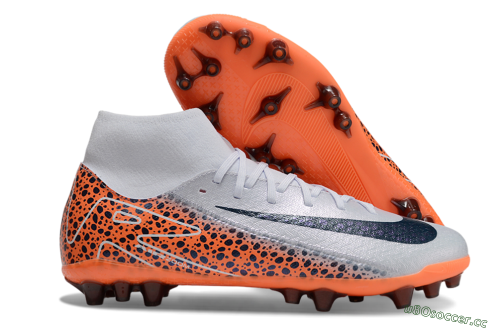 Unisex Nike Air Zoom Mercurial Superfly 10 Elite AG Artificial Grass High-Tops Football Boots - Grey/Black/Leopard 2